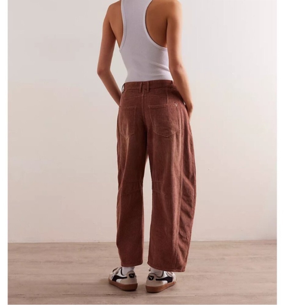 Free People We the Free Good Luck Mid Rise Barrel Pants Jeans Cord Rose 26 NWT - Picture 2 of 16